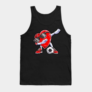 Dabbing Soccer Ball Heart Valentines Day Boys Kids Tank Top